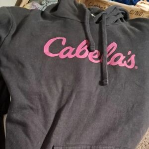 Cabela's Charcoal Hoodie with Vibrant Pink Logo